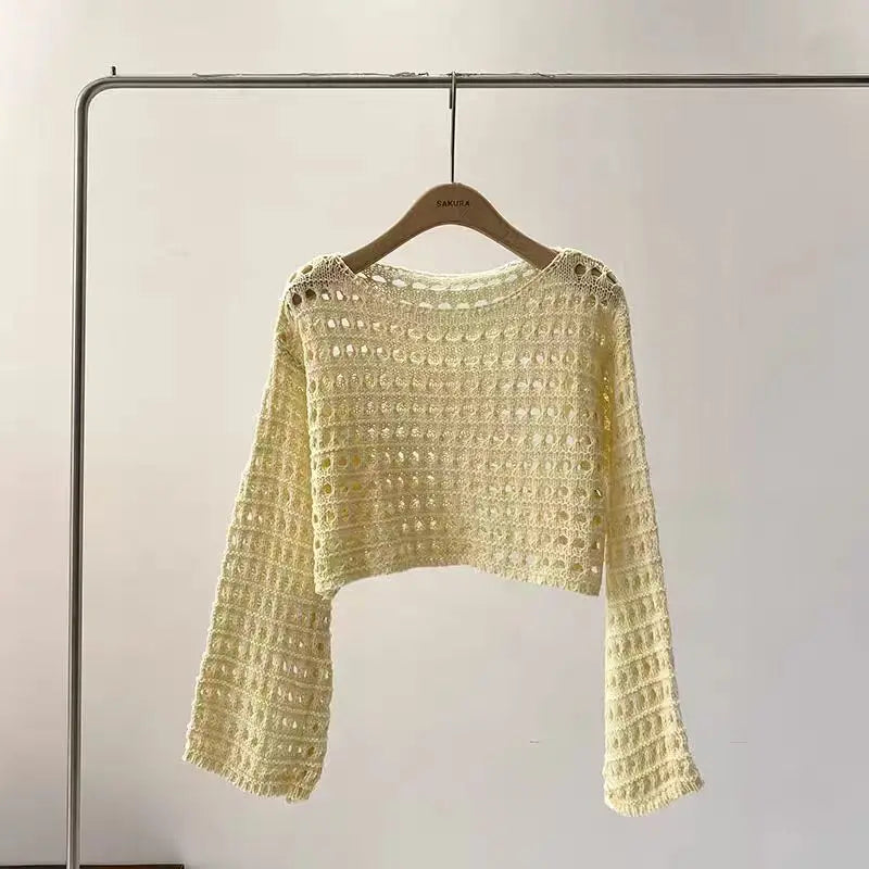 Women's Crochet Knit Crop Sweater