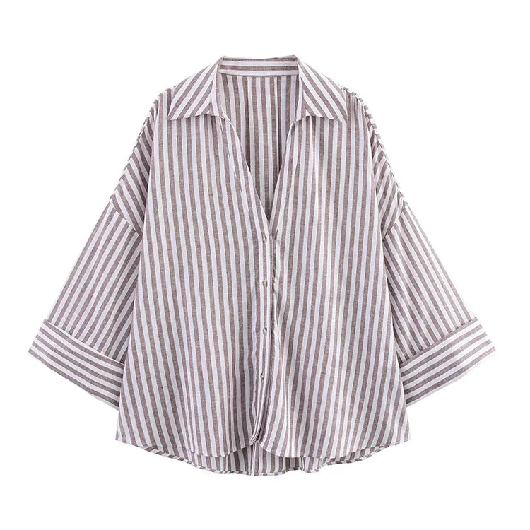 Womens Oversized V-Neck button-Down