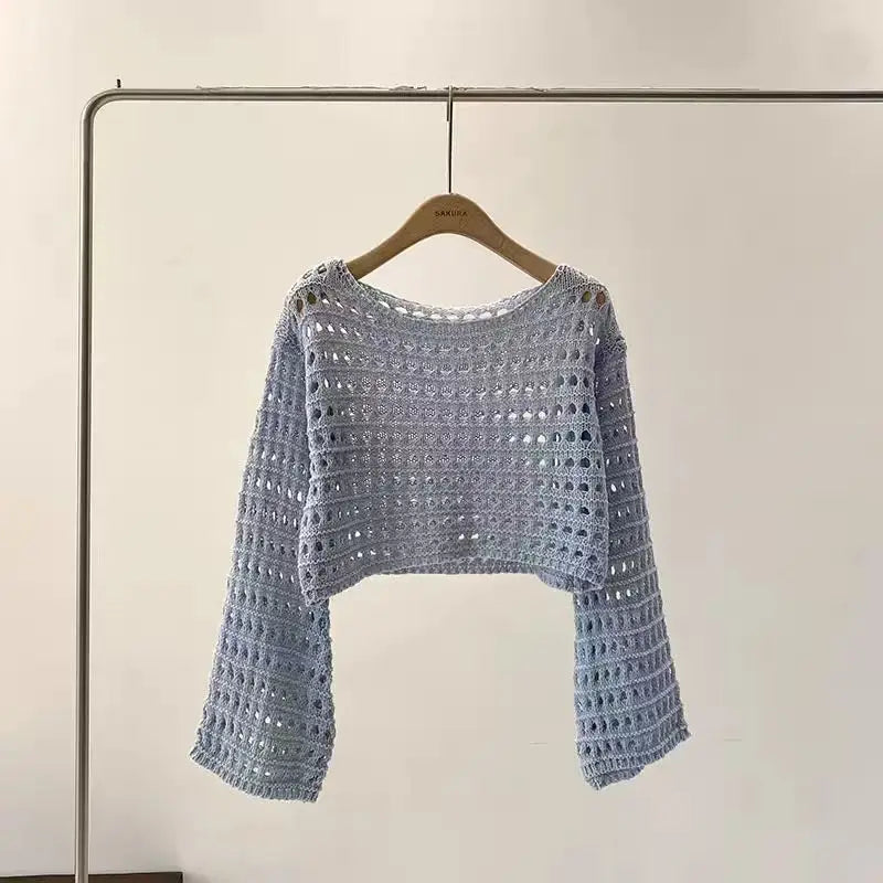 Women's Crochet Knit Crop Sweater