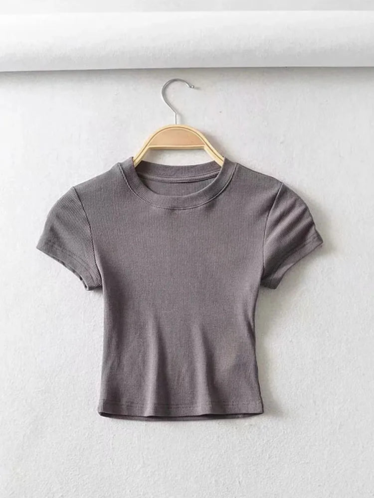 Women's Ribbed Short Sleeve Crop Top