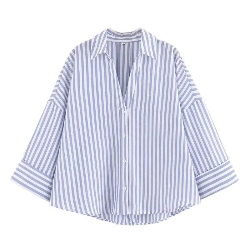 Womens Oversized V-Neck button-Down