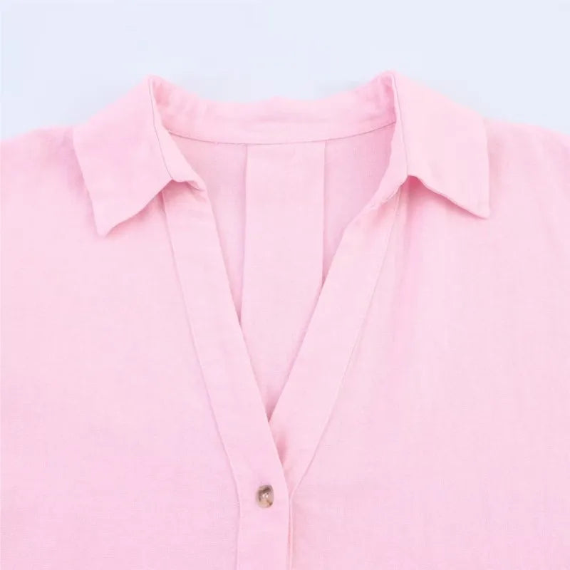 Womens Oversized V-Neck button-Down