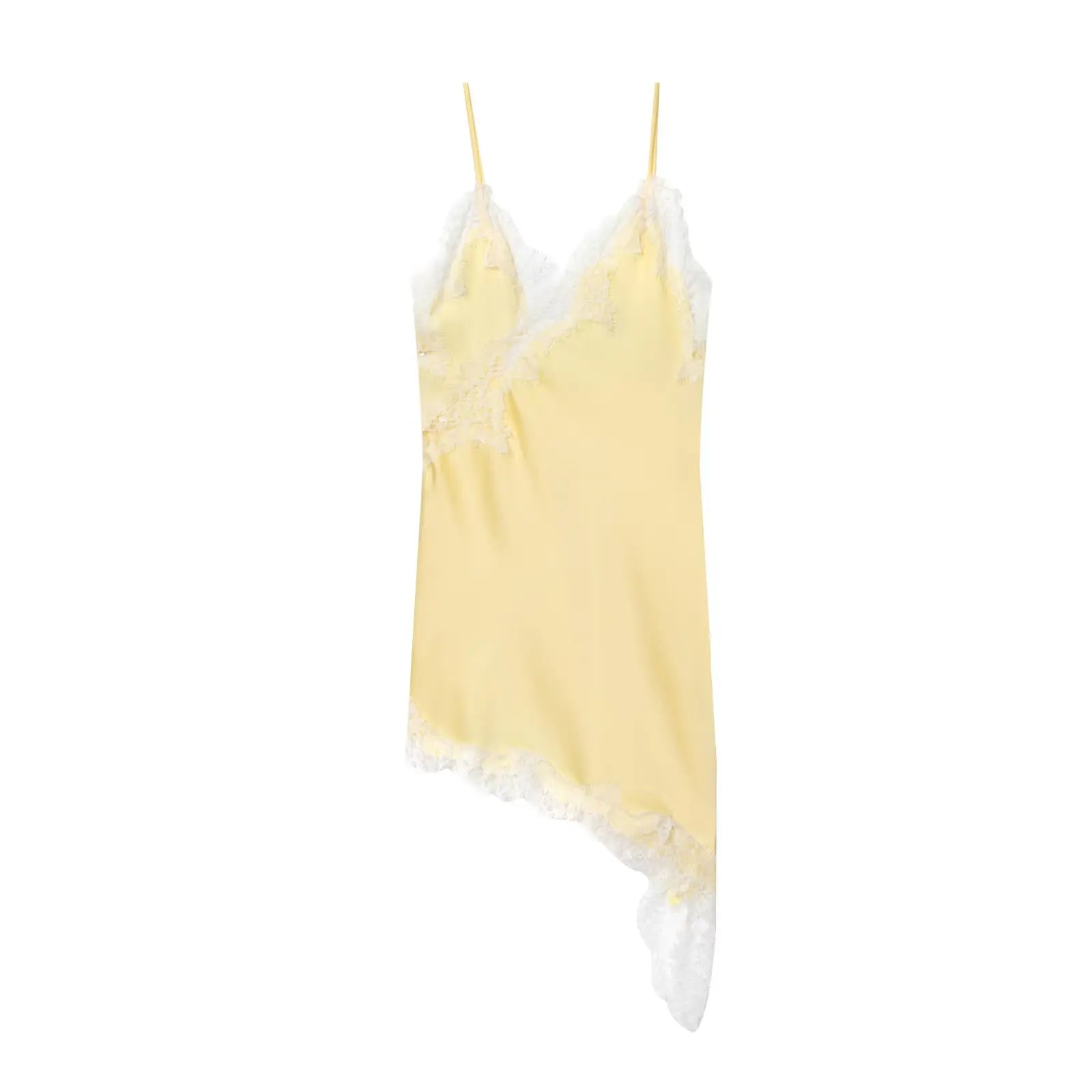 V-Neck Lace Asymmetric Chemise