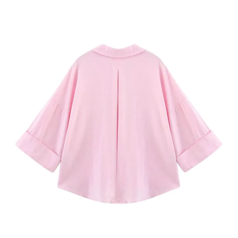 Womens Oversized V-Neck button-Down