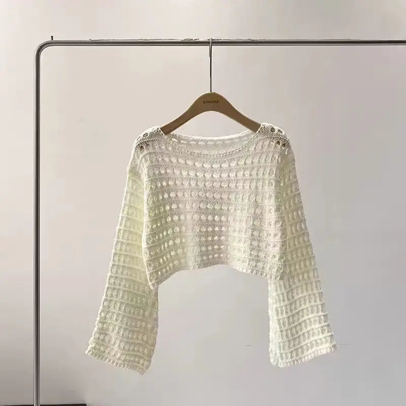 Women's Crochet Knit Crop Sweater