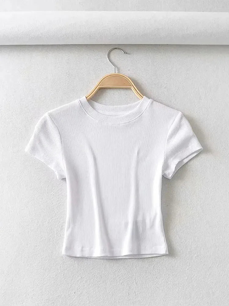 Women's Ribbed Short Sleeve Crop Top