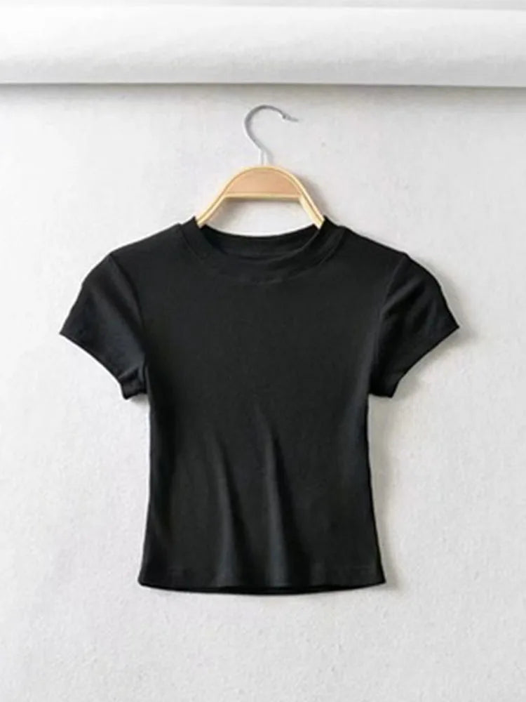 Women's Ribbed Short Sleeve Crop Top