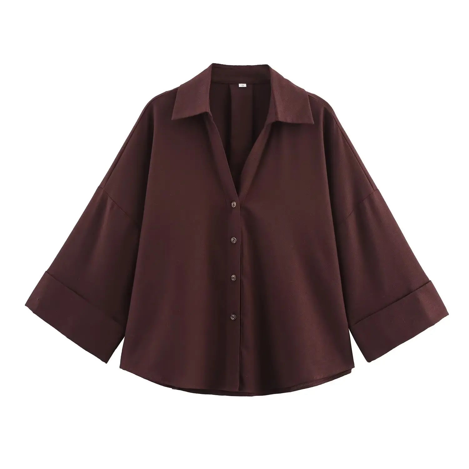 Womens Oversized V-Neck button-Down