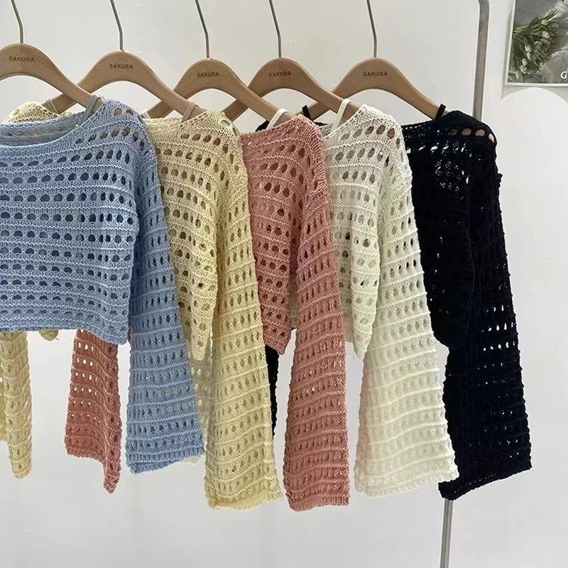 Women's Crochet Knit Crop Sweater