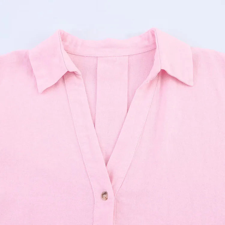 Womens Oversized V-Neck button-Down