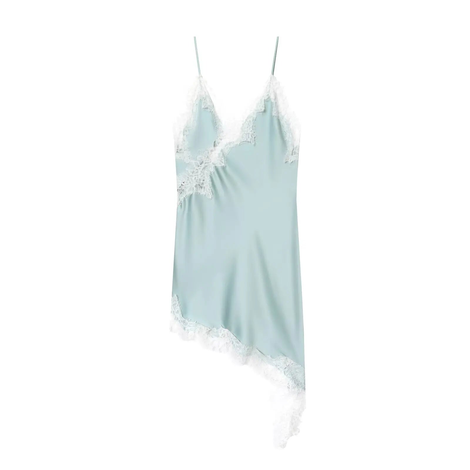 V-Neck Lace Asymmetric Chemise