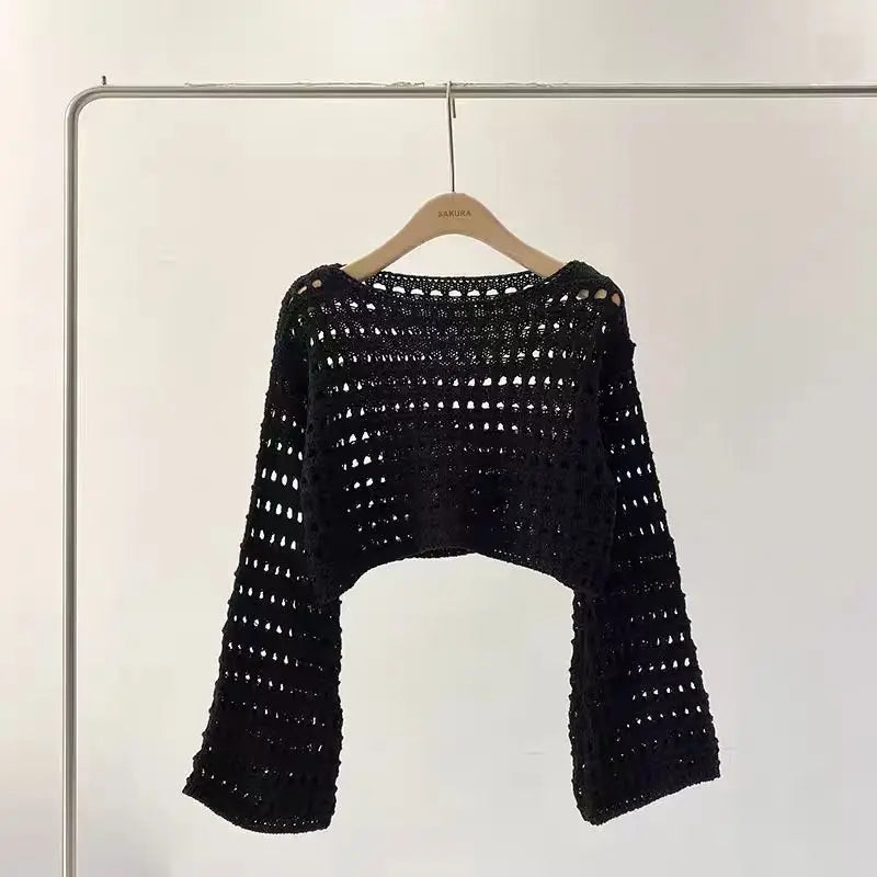 Women's Crochet Knit Crop Sweater